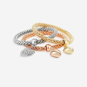 NEW IN BOX Mint & Lily Rose Gold,  Silver & Gold Stretch Bracelets with Heart